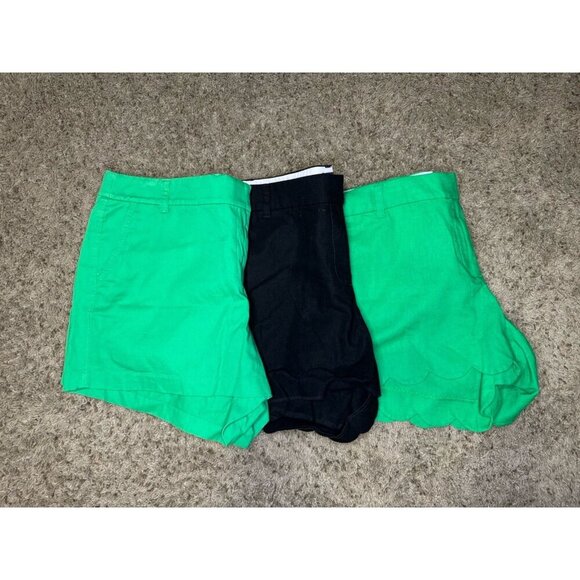 JCREW Green Black Linen Blend Scallop Hem Shorts Lot Of 3 Casual Preppy 16 READ - Picture 6 of 12